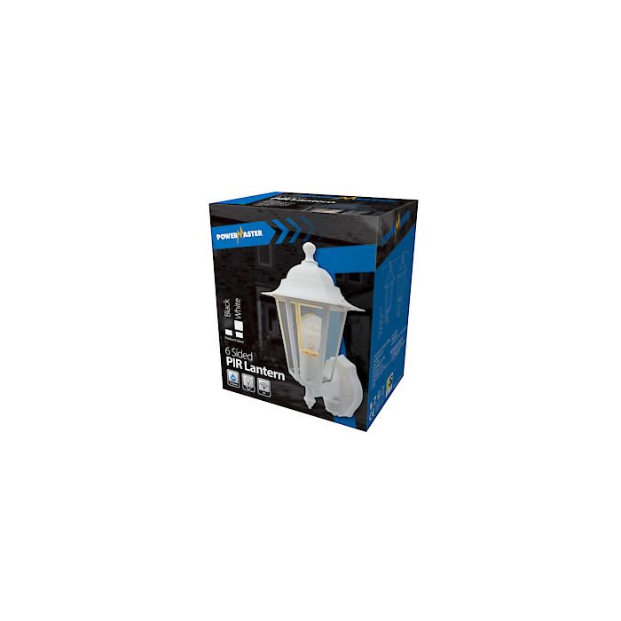 Out 6 Sided White Pir Lantern