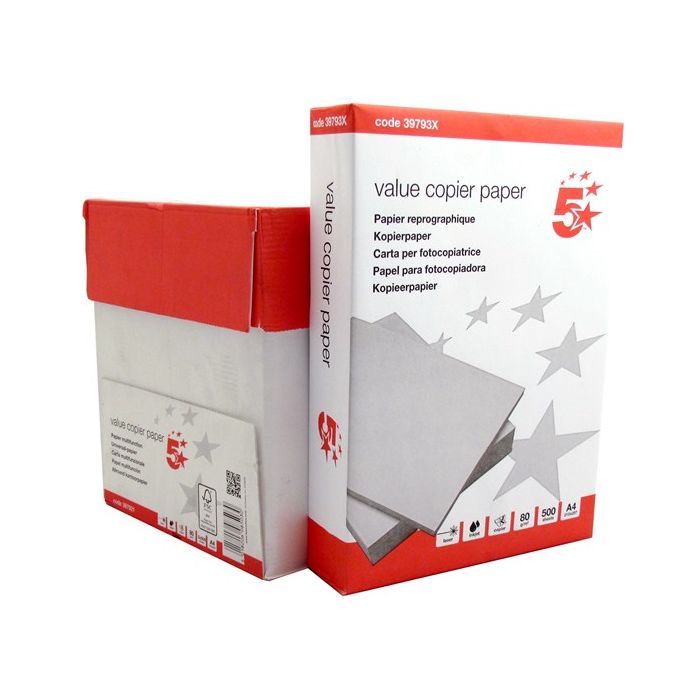 A4 Value Copier Paper 80Gsm 5 Reams Of 500 Sheets