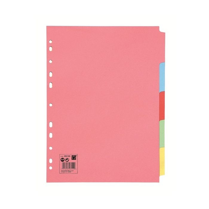 A4 Multipunched Subject Dividers Assorted 5 Part