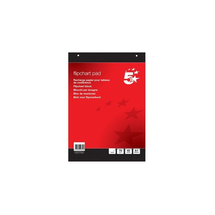 A1 Plain Flipchart Pad 40 Sheets Pack Of 5