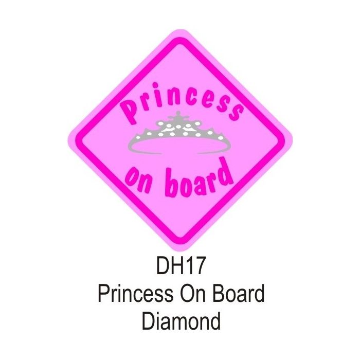Suction Cup Diamond Sign Pink Princess On Board