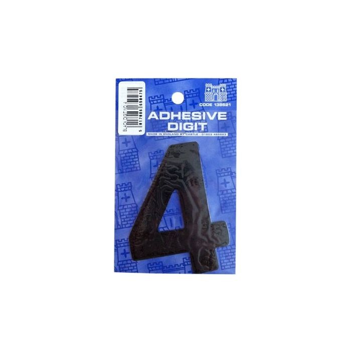 4 3In. Adhesive Digit Black Pack Of 12