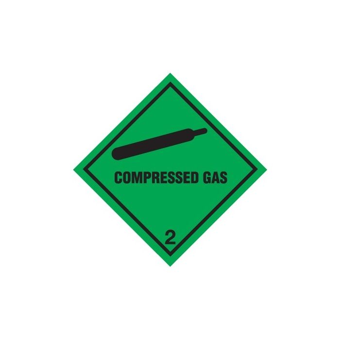 Class 2 Compressed Gas Warning Diamond  Self Adhesive Vinyl  100mm x 100mm