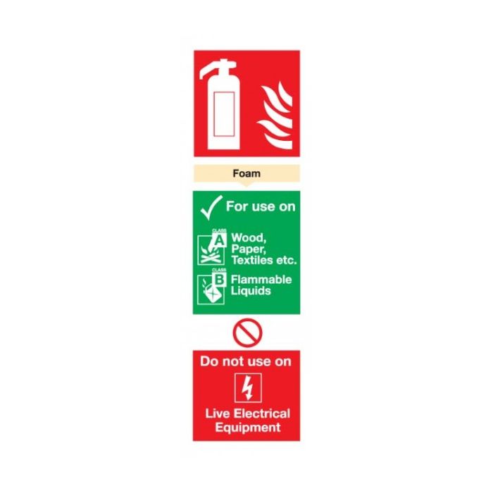 Foam Fire Extinguisher Sign Rigid Polypropylene 300Mm X 100Mm