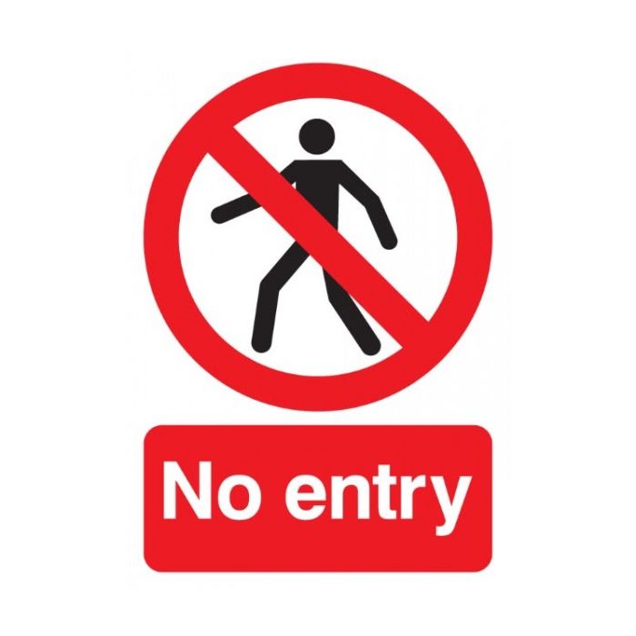 No Entry Sign Rigid Polypropylene 210Mm X 148Mm