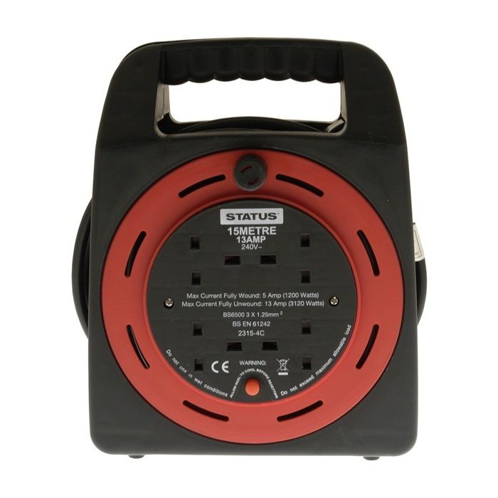 STATUS 4 Way Cassette Cable Reel  Red  15m