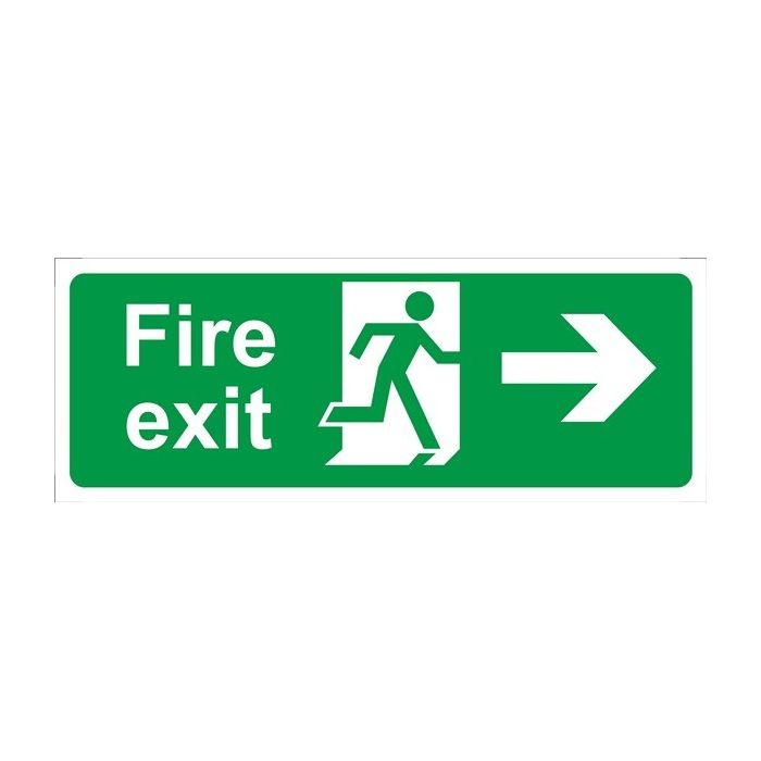 Fire Exit Arrow Right Rigid Polypropylene 150Mm X 400Mm
