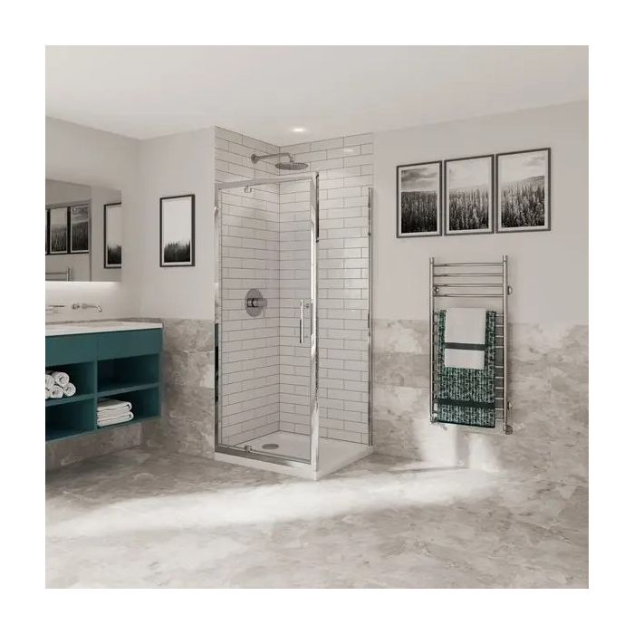 Coram OPTIMA6 plain glass side panel 800 x 1900mm Chrome Finish 