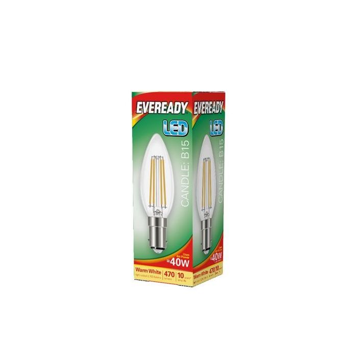 Eveready LED Filament Candle 470LM B15 SBC 4W 27000K