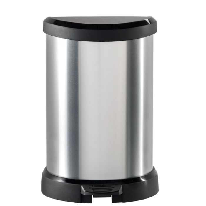 Curver Deco Black & Silver Pedal Bin 20L