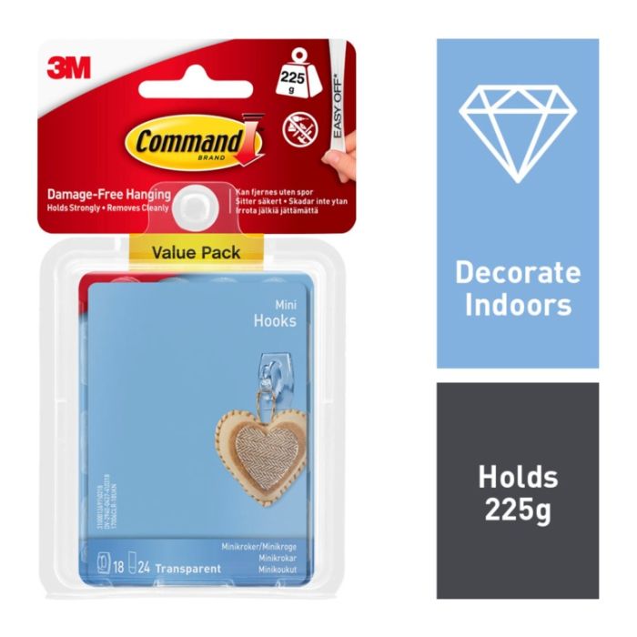 Command Clear Mini Hooks With Clear