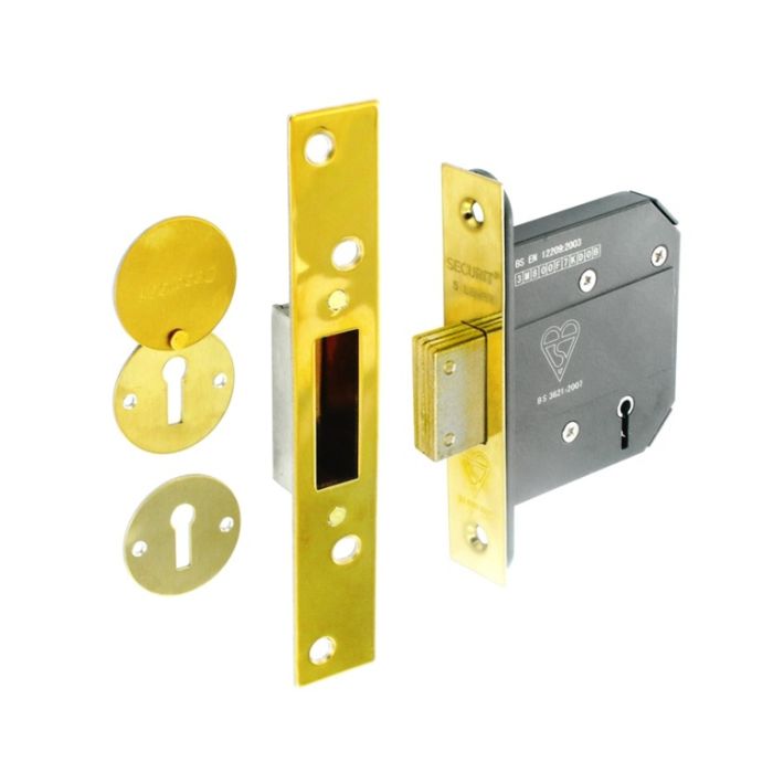 Securit 5 lever dead lock BS3621 brass 75mm