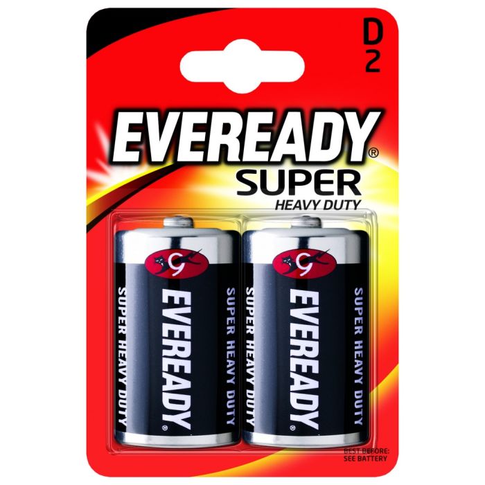 Eveready Super Heavy Duty Batteries D Pack 2