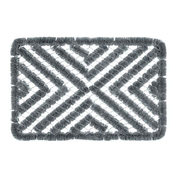 Rectangular Wire Scraper Mat Grey