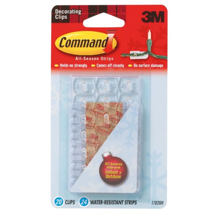 Command Indoor Outdoor Decorating Clips 20 Clips 24 Water Resistant Strips