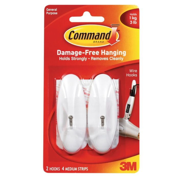 Command Medium Wire Hooks 2 Hooks 4 Medium Strips