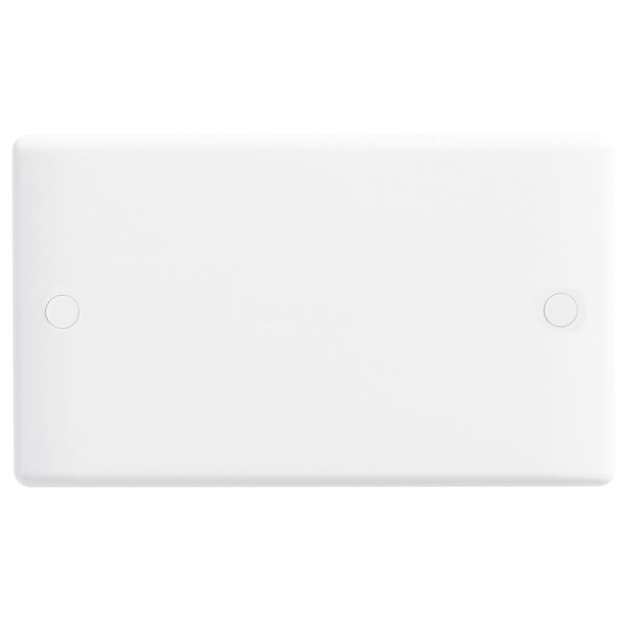 Nexus White Round Edge Blank Plate 2 Gang