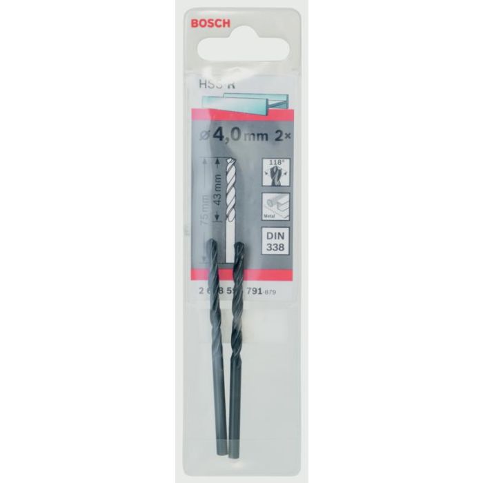 Bosch Hss Twist Point Teq Drill Bit 2 Pack 4Mm