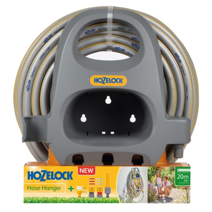 Hozelock Hose Hanger With 20M Hose & Fitting Set