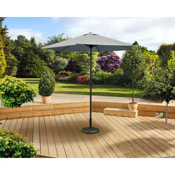 grey patio umbrella uk Lifestyle Garden 3m Crank + Tilt Parasol Deluxe 3m Square Cantilever Parasol