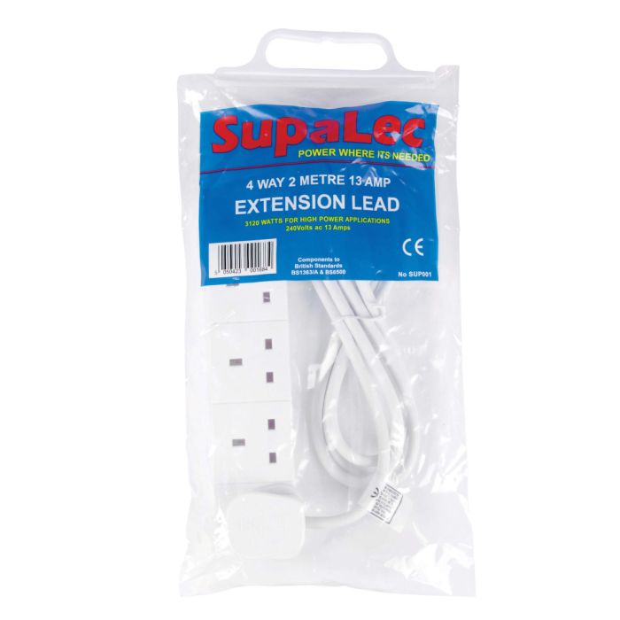 Securlec 2m 4 Gang 13 Amp Extension Lead