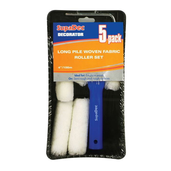 Supadec Long Pile Woven Fabric Roller Set 4/100Mm 5 Pack