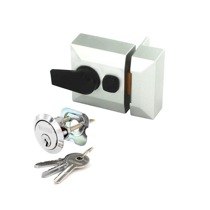 Securit Silver Finish Double Locking Nightlatch Narrow