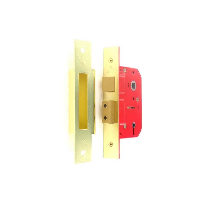 Securit 5 Lever Sash Lock Brass Plated 63Mm