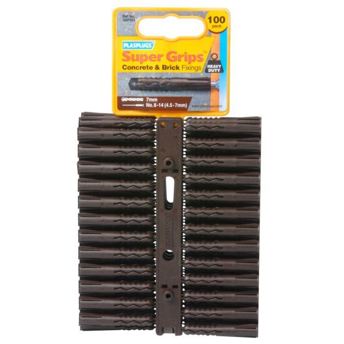 Plasplugs Brown Supergrip Fixings 100 Pack