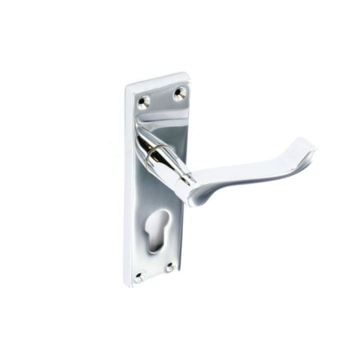 Securit Chrome Scroll Euro Lock Handles 48Mm C/C (Pair) 150Mm