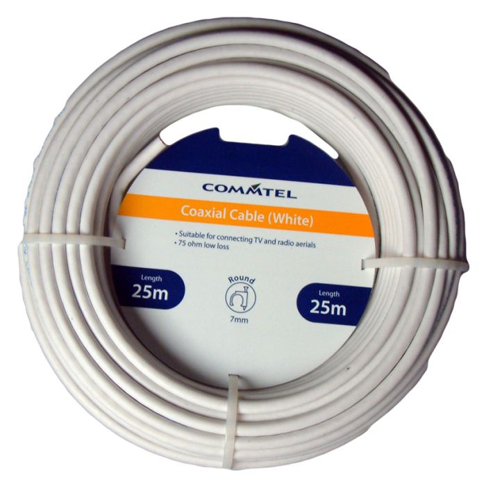 Commtel White Coax Cable 25M