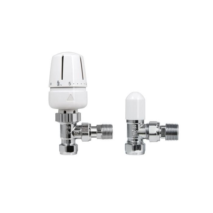 Center angled TRV and lockshield valve pack 10mm 