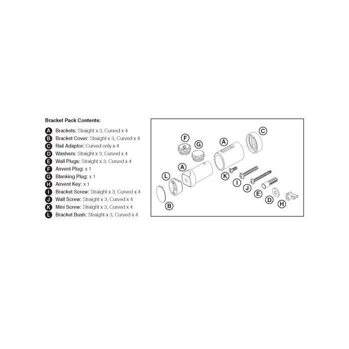 Wolseley Own Brand CenterRail bracket kit for straight towel warmer Chrome 
