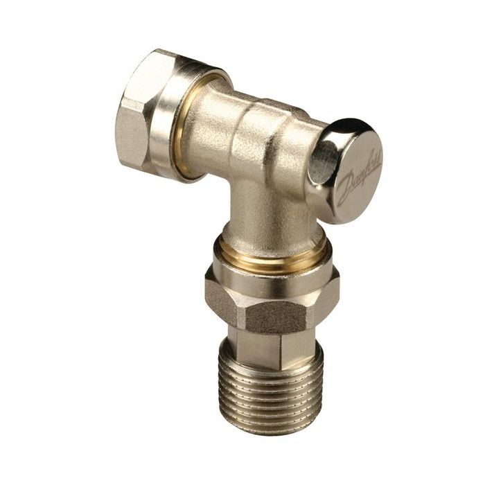 Danfoss RLV-D compression fit valve with lockshield 8/10mm 