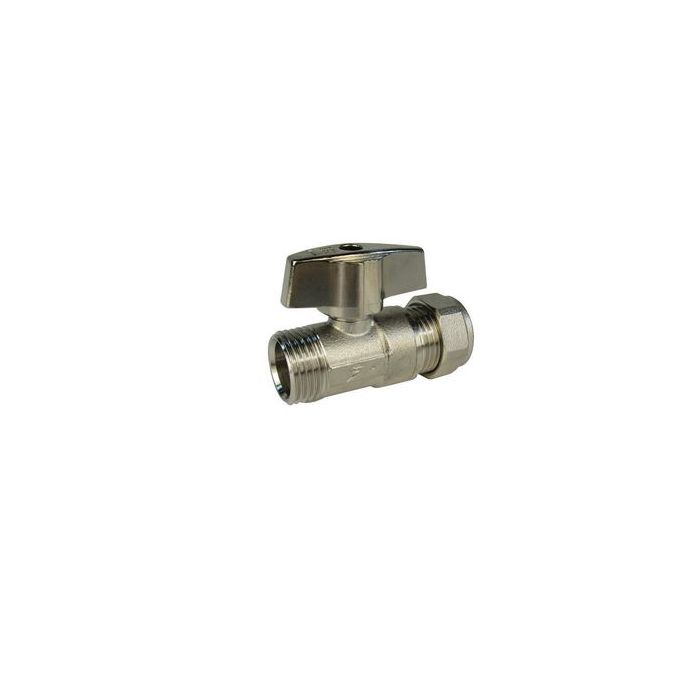 Midbras Midland Brass isolating valve comes with handle 15mm Nickel 