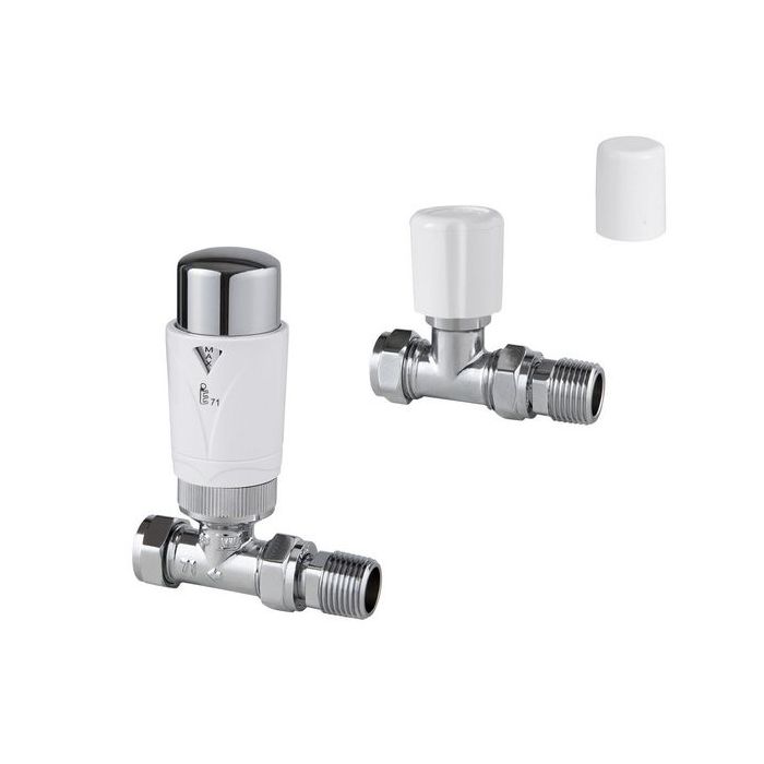 Wolseley Own Brand Center Plus straight TRV with lockshield 15mm 