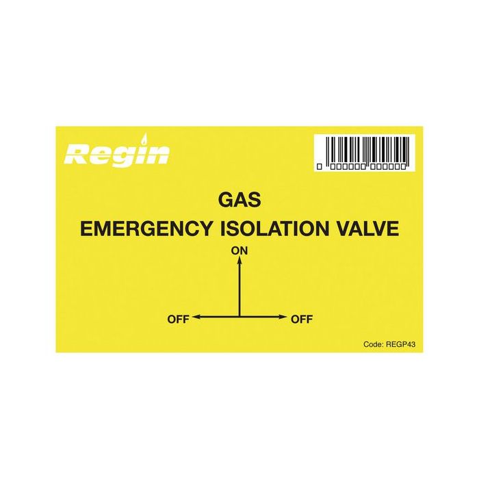 Regin REGP43 gas isolation valve sticker (Pack of 8) 