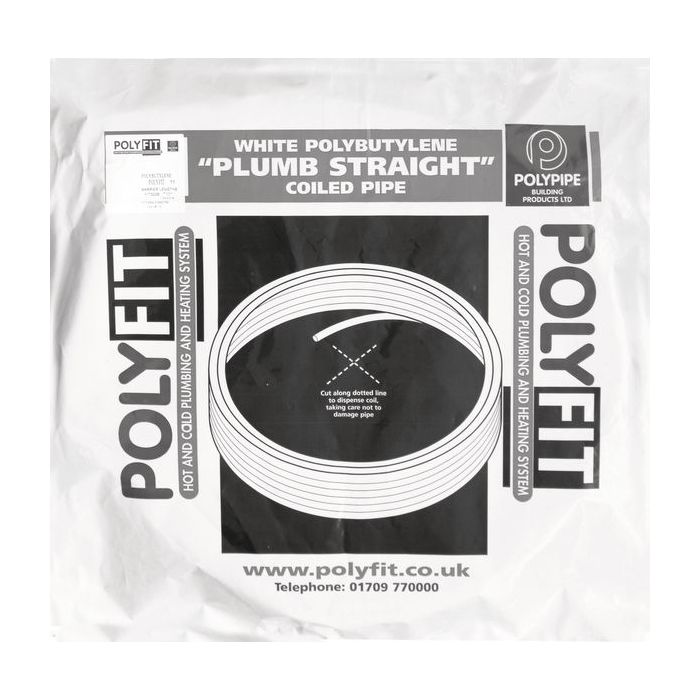 Polypipe Polyfit polybutylene barrier pipe 15mm x 50mtr White 