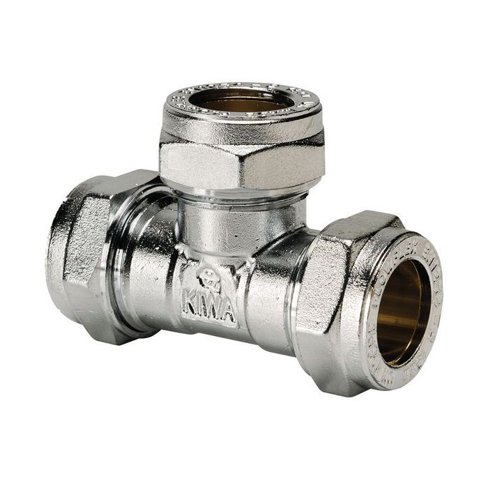 Wolseley Own Brand Center Center Brand compression equal tee 28mm Chrome Plated 