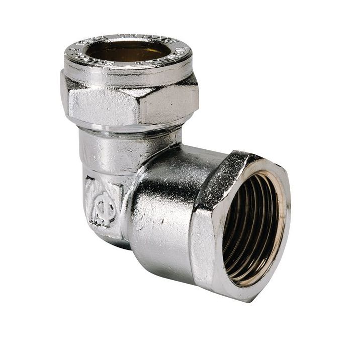 Center Center Brand compression female iron elbow 15mm x 1/2 Chrome Plated 