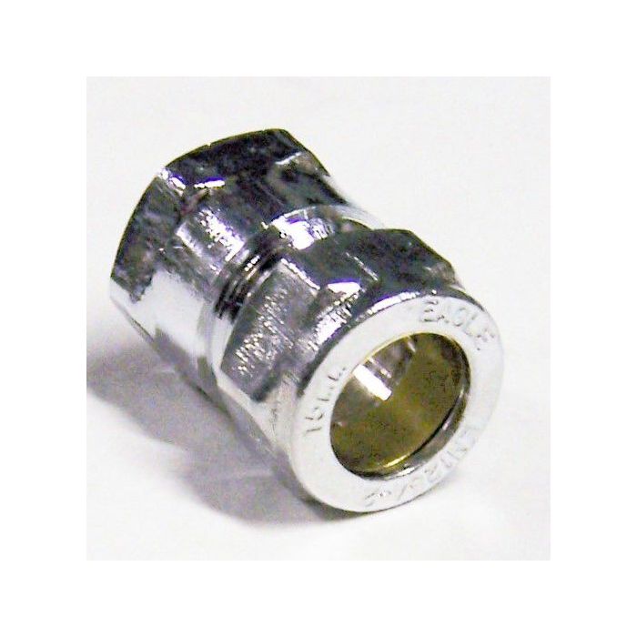 Wolseley Own Brand Center Center Brand compression straight female iron connector 15mm x 1/2 Chrome Plated 
