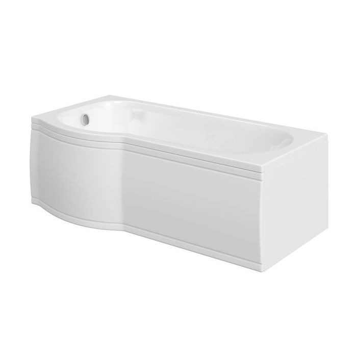 Wolseley Own Brand Nabis Taylor shower bath P-shape front panel 1700x510mm white 