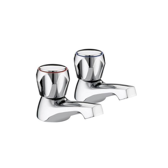 Bristan Value Club basin taps with metal heads Chrome Plated 