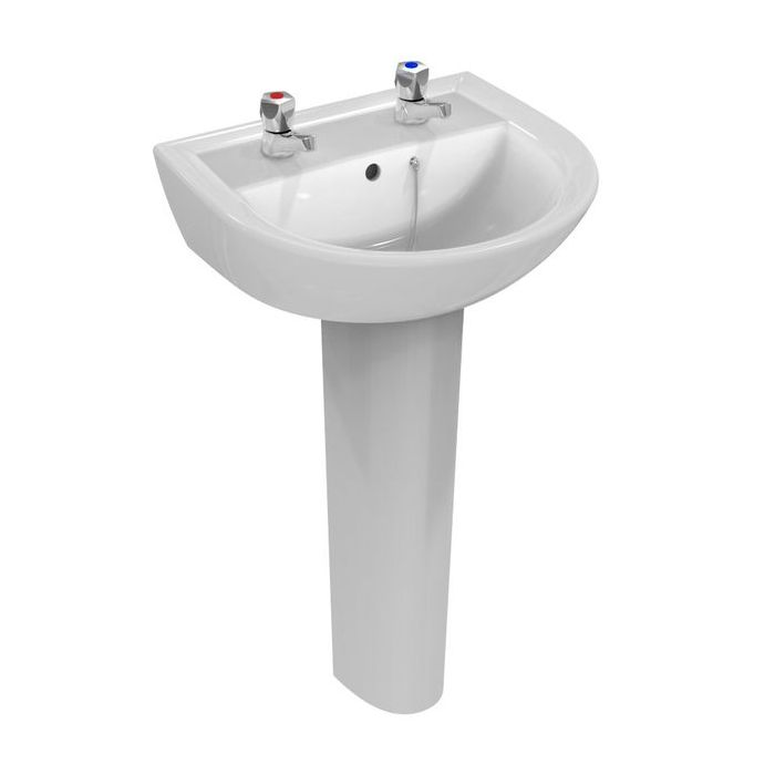 Ideal Standard Sandringham 21 E894601 2 tap hole pedestal basin 500mm White 