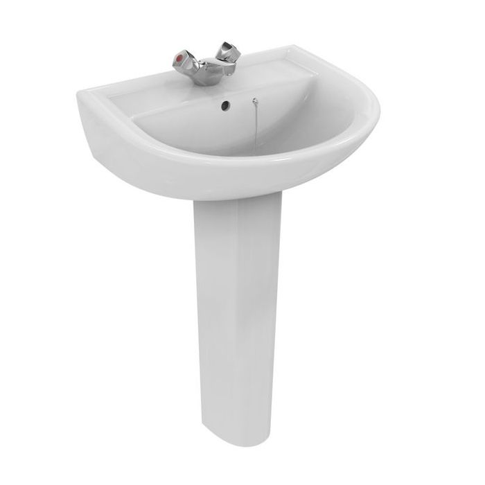 Ideal Standard Sandringham 21 1 tap hole pedestal basin with chainhole 550mm White 