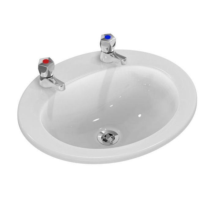 Ideal Standard Sandringham 21 E895301 2 tap hole countertop basin 500mm White 