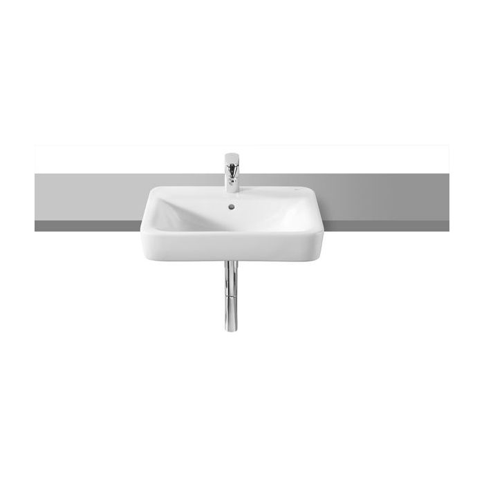 Roca Senso 1 tap hole square semi-recessed basin 560 x 420mm White 