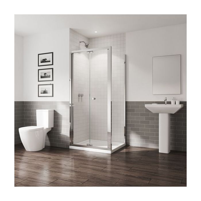 Coram GB5 plain glass bifold door 760 x 1800mm Chrome Finish 