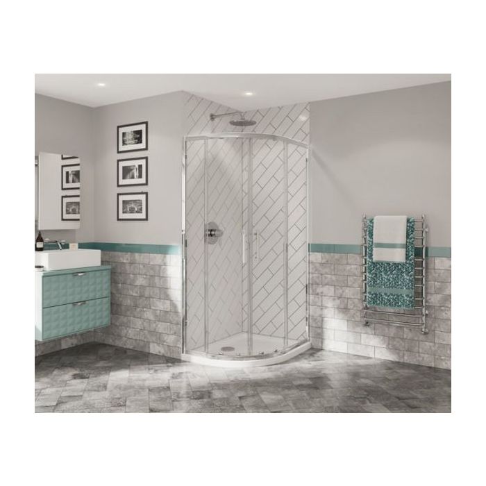 Coram OPTIMA6 plain glass quadrant 800 x 1900mm Chrome Finish 