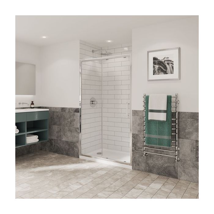 Coram OPTIMA6 glass sliding door 1000 x 1900mm Chrome Finish 